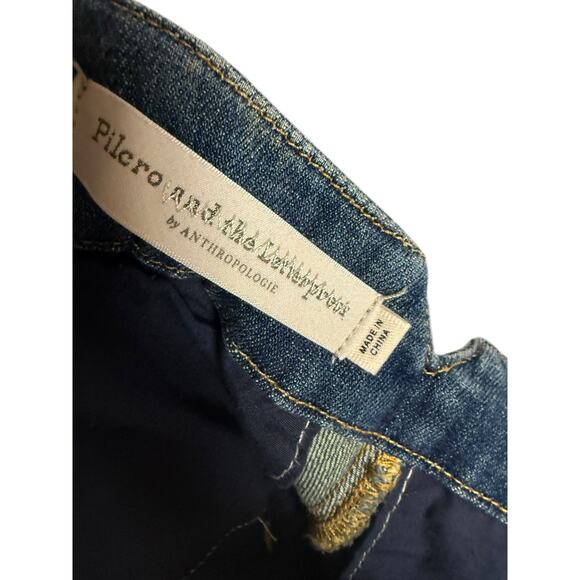 Anthropologie Pilcro and the Letterpress Cropped Wide Leg Pleated Blue Jeans 28 - Picture 9 of 11